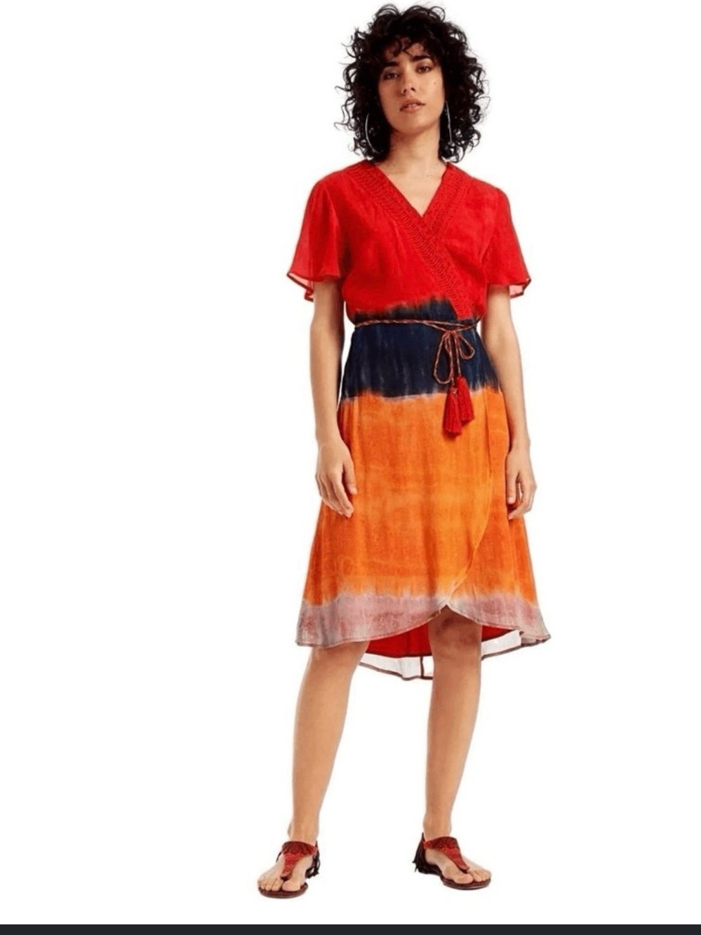 Desigual Red Regular Fit Temis Wrap Dress Size L